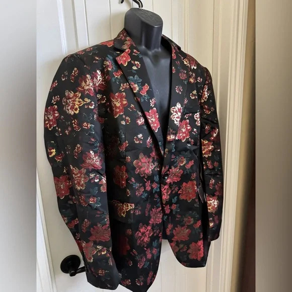 NWT COOFANDY Mens Floral Tuxedo Jackets Slim Fit Suit Blazer Jacket - Picture 3 of 10